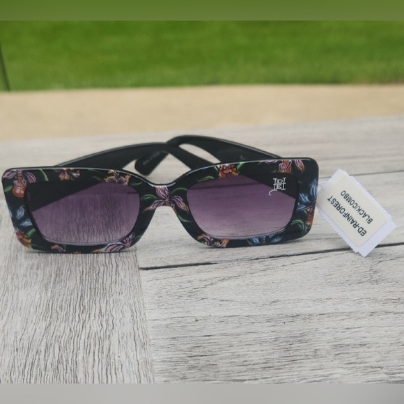 Ed Hardy Black Floral Rectangular Sunglasses main image 7